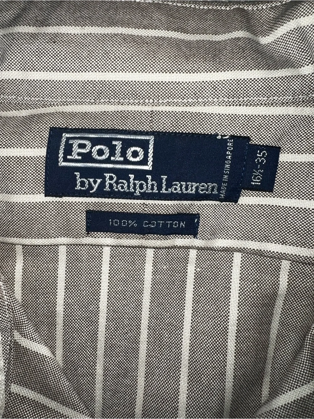 Polo by Ralph Lauren Brown and White Striped Dress Shirt